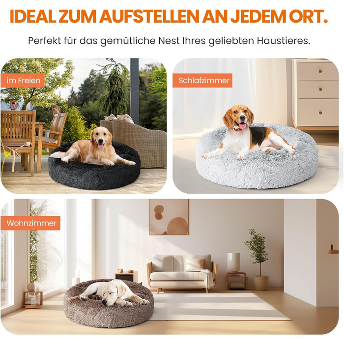 XKISS Лежанка для собак, м'яка, знімний та пральний чохол, оригінальна модель [M, 80см, Темно-сірий]. Лежанка для собак великих, середніх та маленьких порід, зручна та гігієнічна. Розміри: 80 x 80 x 20 см, Темно-сірий колір.