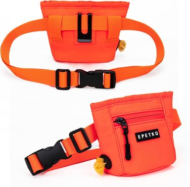 Сумка для ласощів для собак з металевим кліпом на пояс, міцна застібка-магніт, велика місткість, диспенсер для пакетів для вигулу (Помаранчевий)