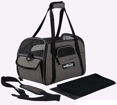 Транслювач для тварин EliteField, XL, для собак, котів, цуценят, схвалений авіакомпаніями, м'які бокові стінки, сірий