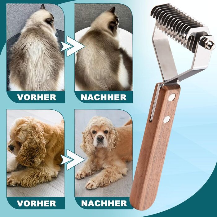 Тріммер для шерсті Coat King - щітка для собак та котів, 14 лез, 184x62 мм