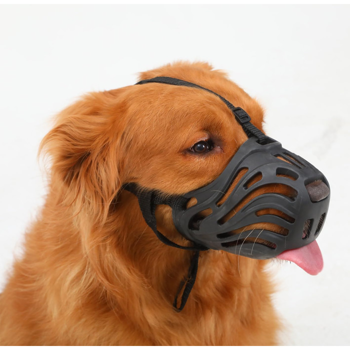 Нашийник-маска для собак, м'який силіконовий нашийник проти гавкіт та гризіння, дихаюча конструкція, підходить для дресирування великих агресивних собак (Чорний, XL)