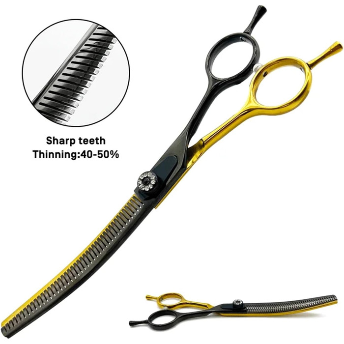 Професійна витончена ножиця для грумінгу собак 7.5 дюймів, з японської сталі 440C, для розрідження шерсті, 20%-70% розрідження