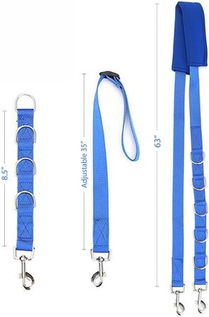 Нашийник для собак 3 шт., міцний, з регульованим тросом та D-кільцями, для грумінгу та купання, блакитний