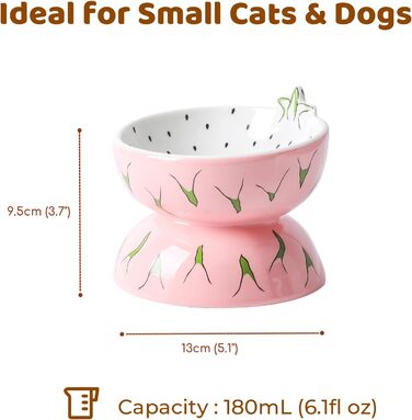 Котло propositions для котів TIGOADT, керамічна миска з дизайном ківі, нахилена годівниця для котів з підставкою, миска для кошенят, що запобігає блювоті, придатна для миття в посудомийній машині (рожева)