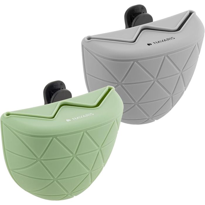 Набір силіконових мішечків для корму Navaris для собак (2 шт.) - мішечки для ласощів з кліпсою та магнітом - сумка для корму, сухого та вологого корму (сірий & темно-синій, зелений/сірий)