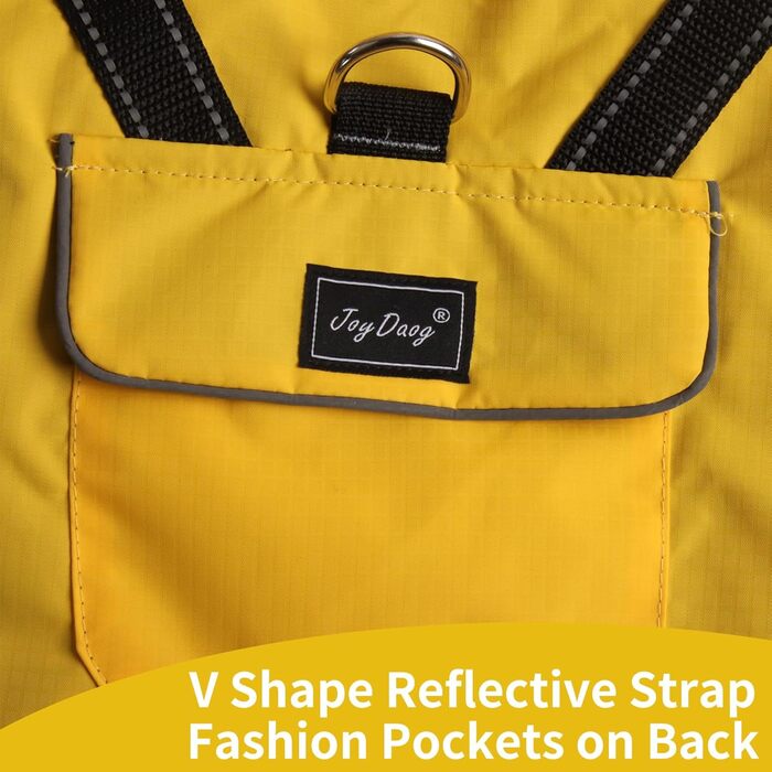 Жовтий дощовик для собак, розмір S (M), з капюшоном та кишенями, водонепроникний, для активного відпочинку