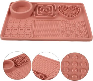 Килимок для собак та котів з силікону з присосками, анти-слизький, для повільного годування, рожевий, великий