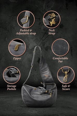 Трансформер для собак Noah & Paw: переноска для маленьких собак до 10 кг з регульованим плечовим ременем та м'яким хутром, 3 системи безпеки, веганська шкіра