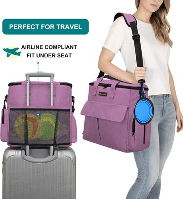 Переносна сумка для тварин, схвалена авіакомпаніями, комплект для подорожей з собакою/кішкою на вихідні, рожевого кольору (41 x 20 x 36 см)