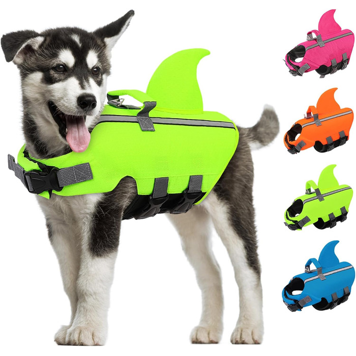 Світлодіодна рятувальна жилетка для собак AOFITEE Hai, XS-M, зелена