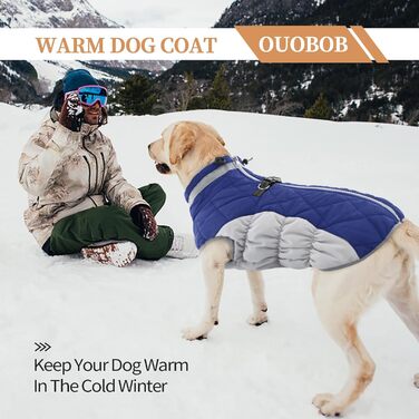 Зимова куртка для собак, тепла, водонепроникна, вітронепроникна, флісова, з блискавкою, для цуценят, прогулянок та походів, блакитна
