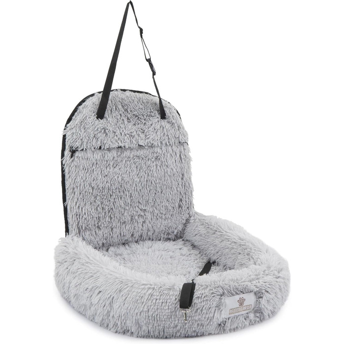 Ортопедичний автокрісло для собак Pfoten&Nasen® 2 в 1 - для великих, середніх та маленьких собак. Автоматичне ліжко, автокрісло, кошик для собак. Сірий, 41x50x33 см