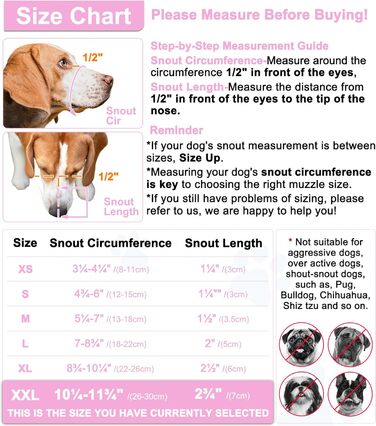 Намордник для собак LUCKYPAW, сітка, великі та середні породи, м'яка насадка, запобігає укусам, пиття, дихання, регульований, для цуценят (XXL, 26,4 см)
