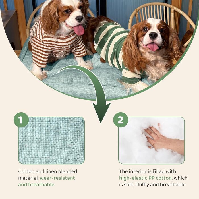 Килимок для собак Pettidot 70x55 см, зелений, знімний чохол, лежанка для собак середніх та маленьких порід