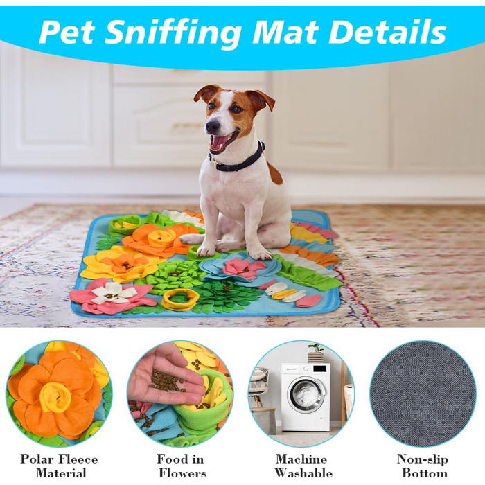 Килимок-нюхалка для собак, килимок для пошуку корму, інтерактивна іграшка для собак, килимок-нюхалка для цуценят, 50x50 см, блакитний