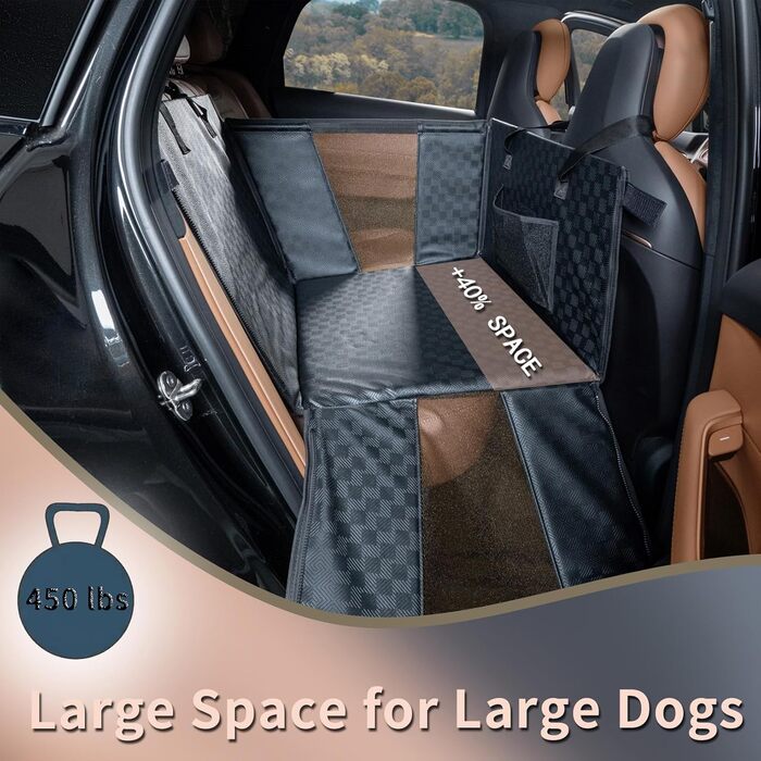 Напівлежак для собак у автокріслі, переноска для великих собак, водонепроникна сумка для активних собак, штучна шкіра, 4 стінки та підлога, подовжувач для авто, SUV, вантажівки