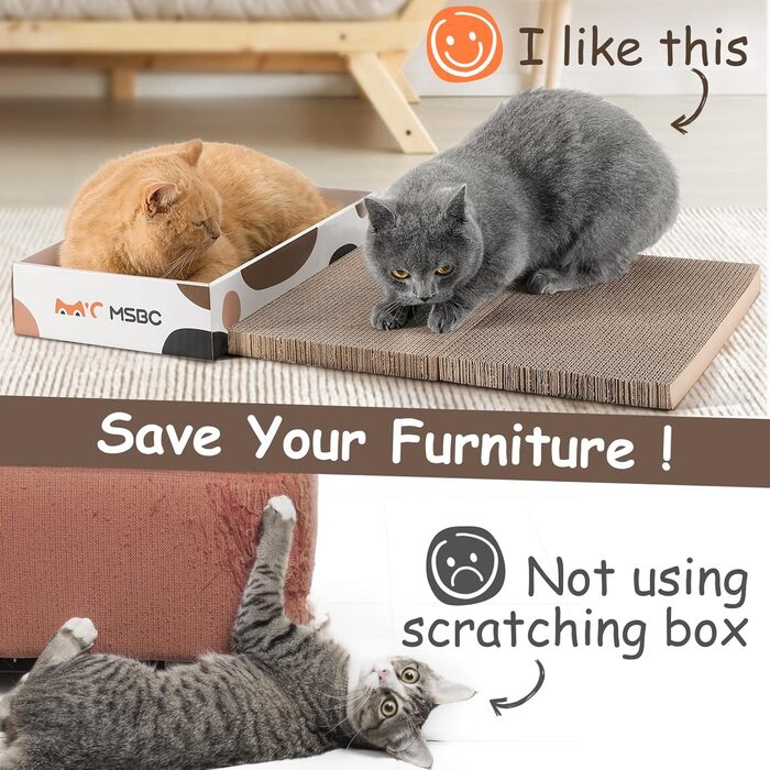 Набір з 3 кігтеточок для котів Happy Hachi з котячою м'ятою, міцний двосторонній когтеточний борд, ліжко, меблі для захисту