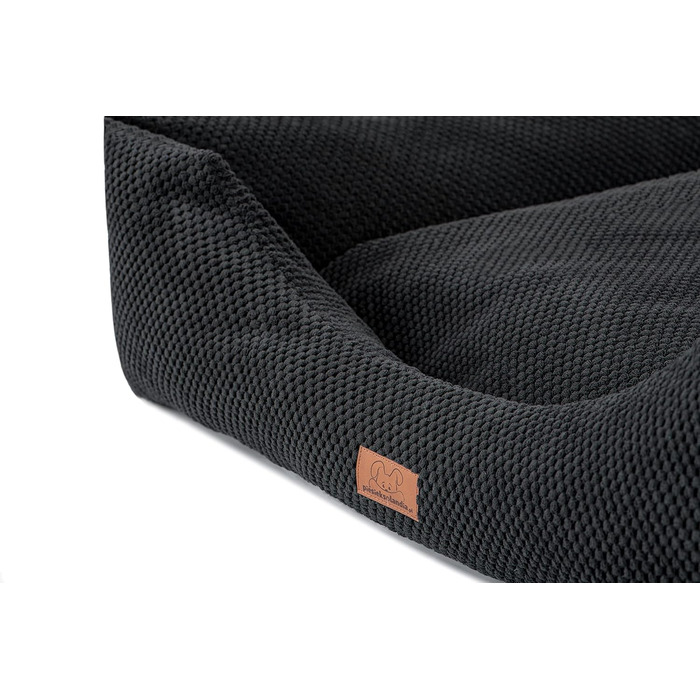 Кругле/прямокутне ліжко для собак та котів Oaza, м'яке, текстильне, кольори: кремовий, чорний, розмір 80x70 см