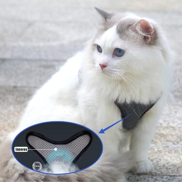 Шлейка для кота Brustgeschirr Cat, надійна та зручна, з регулюванням та світловідбиваючими смугами (Чорний, S)