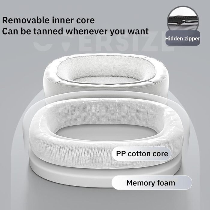 Ортопедичне ліжко для собак, кругла форма, Donut-дизайн, антистресове подушення, ліжко-софа для собак та котів, тепле зимове, з пам'яті ефекту піна, кошик для собак, м'яке покриття, сірий колір, розмір L