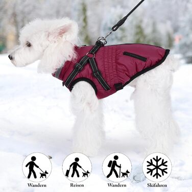 Зимовий теплий одяг для собак - тепла куртка, жилетка для собак, вітронепроникний одяг для холодної погоди, одяг для домашніх тварин для маленьких, середніх та великих собак L, темно-червоний