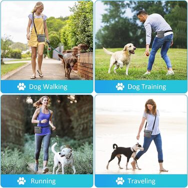 Футляр для ласощів для собак з магнітною застібкою, сумка для тренування собак з знімною внутрішньою кишенькою, багатофункціональний контейнер для ласощів для собак зі спонжером для екскрементів, сірий світло-сірий