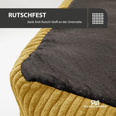 Ляжка для собак | для маленьких собак | з подушкою Cord | знімний чохол | з мискою для корму (55 x 42 см, гірчичний)