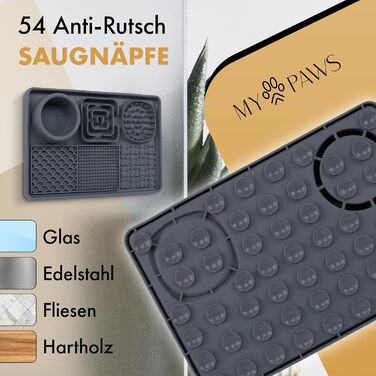 Schleckmatte для котів та собак MyPaws® Premium - інтелектуальна іграшка, Activity Board, сірий/чорний