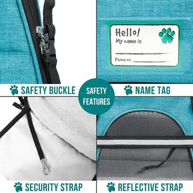 PetAmi Преміум переноска для тварин | м'яка, вентильована, безпечна | для котів, собак, маленьких та середніх тварин. Розмір L (19.5'L x 10.2'W x 12'H)