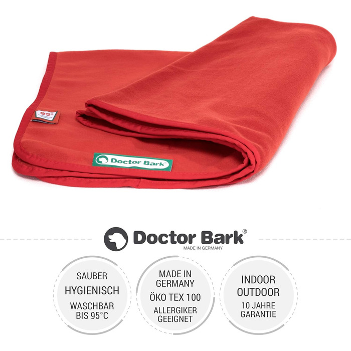 Doctor Bark М'яка флісова ковдра для собак, гігієнічна, пральна до 95°C, для дивана й лежака, 120x90 см, червона, Німеччина