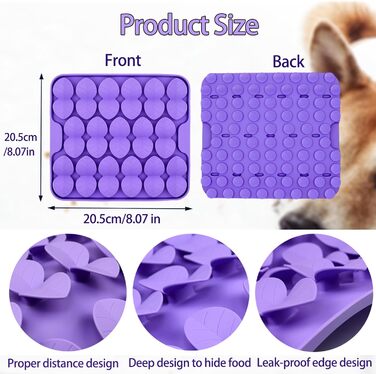 Силіконова килимок-нюхалка для цуценят та котів, повільне годування, годівниця-іграшка для сухого та вологого корму, тренування тварин, стимулює природний пошук їжі, знімає стрес та надмірне слиновиділення (фіолетовий)
