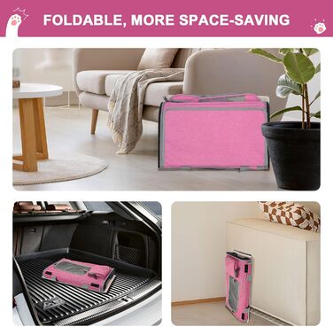 Транспортна сумка для котів та собак Qoosea, складана переноска для тварин з регульованим ремінцем, сітчаста переноска для кошенят та маленьких собак, для дому та подорожей (рожева)