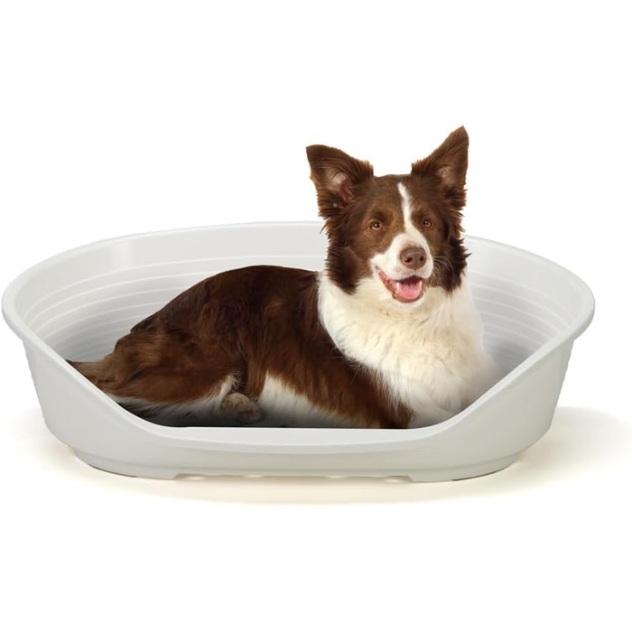 Лежанка для собак та котів Ferplast Siesta Deluxe, пластикова, середнього розміру, 74x48x25 см, білий колір, миється, зручна, з антиковзаючим покриттям