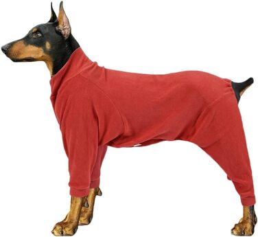 Теплий зимовий костюм для великих собак: флісовий пуловер/світшот для домашнього улюбленця (Помаранчевий/Червоний, M)