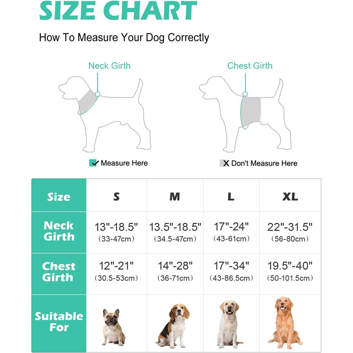 Світловідбиваючий нашийник для собак Joytale з LED, для середніх собак, без натягування, з ручкою, регульований, для нічних прогулянок, зелений, розмір M (1 шт.)