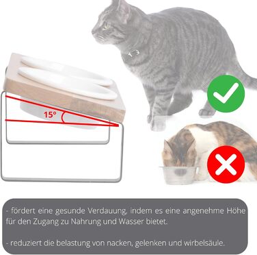 Підвищена годівниця для котів, ергономічна керамічна годівниця з дерева та бамбука, для котів та маленьких собак