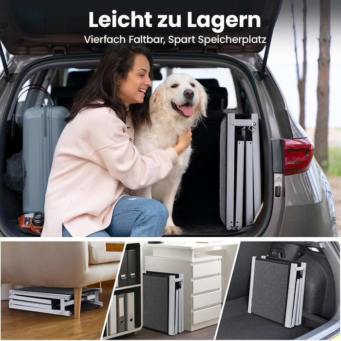 Східці для собак DAISTERN, розкладні, 170 x 44 см, з м'яким килимом, металевий каркас, для собак маленьких, середніх та великих порід