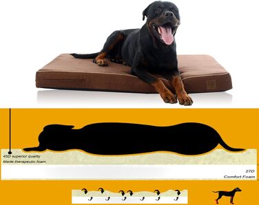 Ортопедичне ліжко для собак Laifug з Memory Foam, велике, з подушкою, водонепроникне, знімний чохол, розмір L (117x71x10 см)