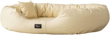 Ортопедичне ліжко для собак Nancy Premium, велике, кремове (XL) - килимок, ліжко для собак з еко-шкіри, з антиковзаючою поверхнею, зносостійке, міцне