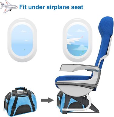 Транспортна переноска для тварин: кіт, собака, кролик, хом'як. Переноска для подорожей літаком, м'яка, з плечовим ременем (M, 47x27x28 см, до 5 кг)