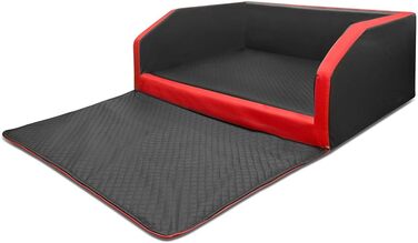 Крісло-ліжко для собак Mayaadi-Home XL Premium - 110x90x38 см | З захисною накидкою, з штучної шкіри, для автомобіля | Travel Duo чорно-червоне