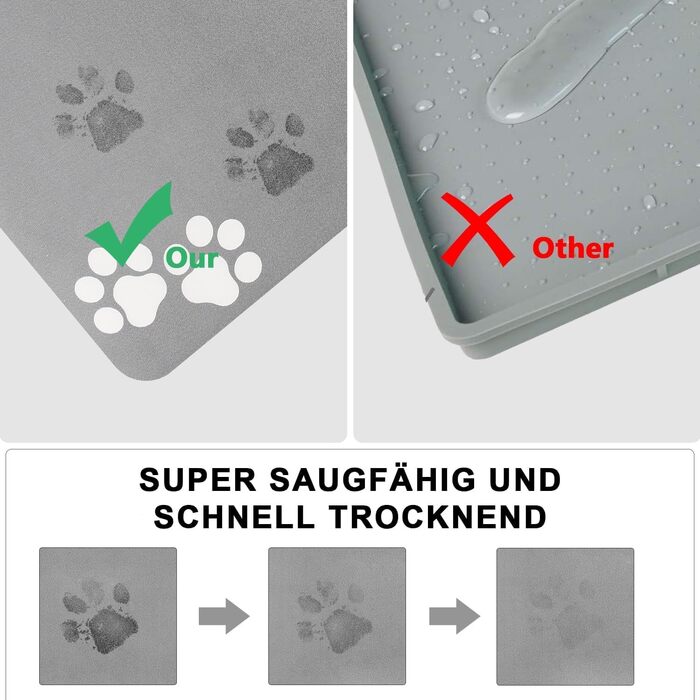 Нековзна підкладка під миску для собак та котів: чорна 40x60 см. Швидковисихаюча, легко миється. Підкладка для миски для тварин.