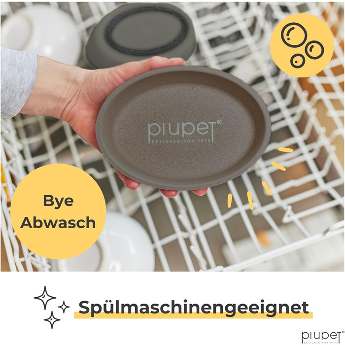 Набір мисок для котів PiuPet® 2 шт. | Миски для котів, неслизькі, для корму, 230 мл, сірі