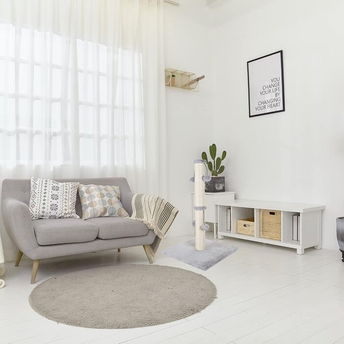 Дім-кігтеточка для великих котів Dimaka, 86 см, з іграшкою, сірий колір