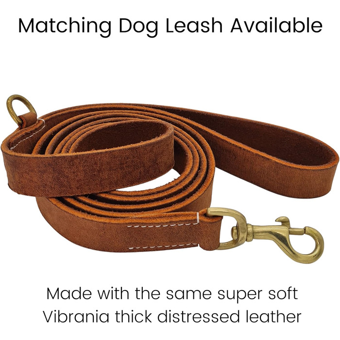 Шкіряний нашийник BlazingPaws Martingale для великих собак XL-XXL, 3,8 см, регульований, у стилі used-look, світло-коричневий