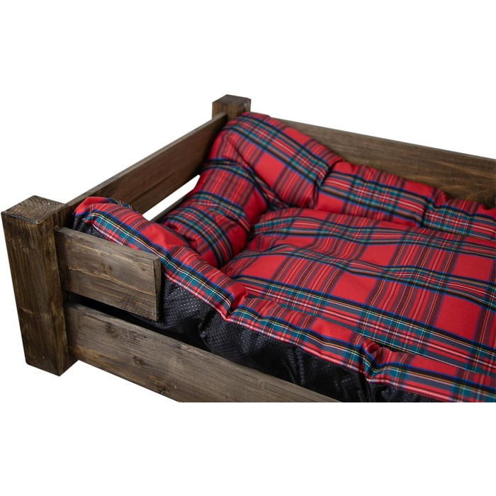 Гіркий корзина для собак Kistenkolli Altes Land Winston XL з дерева та подушкою, 100x60x25 см, вінтажний дизайн, колір палісандр (червоний)