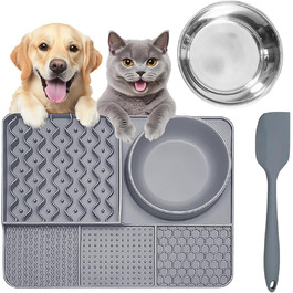 Шлека для собак Cooltto з лотком та шпателем: силіконова підстилка з присосками для купання, грумінгу та догляду за кігтями (сірий)