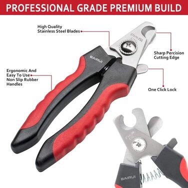 Професійний кусачки для нігтів собак та котів BAIRUI з пилочкою (червоний)