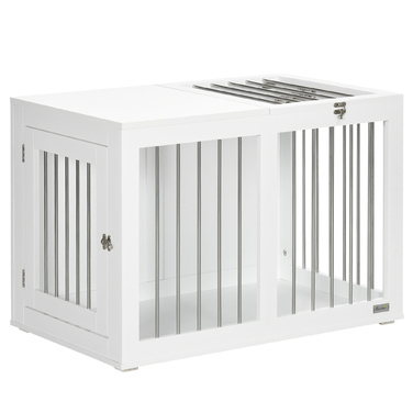 PawHut Dog Cage Клітка для середніх собак 80 x 50 x 56.5 см з дверима та функцією транспортування в білому кольорі