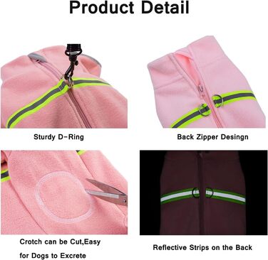 Теплий зимовий одяг для собак: теплий флісовий костюм з світловідбиваючим блискавкою, піжама для собак, костюм (XL, Рожевий)